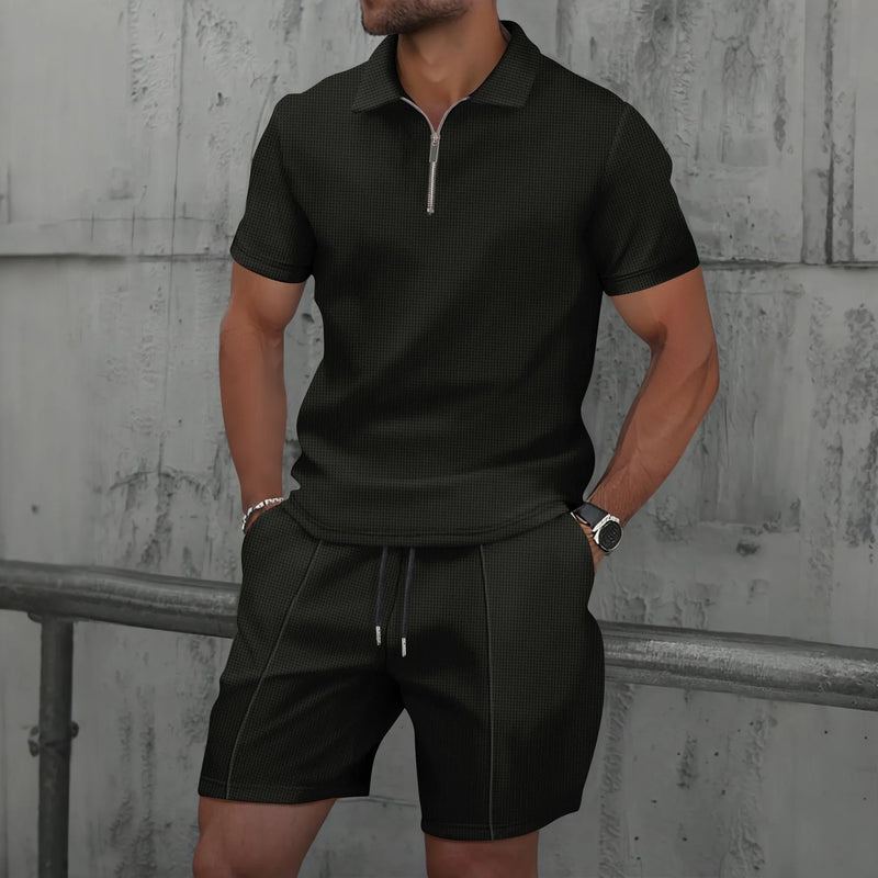 Men Europe and the United States new summer Waffle solid color.