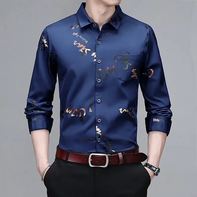 Men's Casual and Fashionable Long Sleeved Printed Shirt.