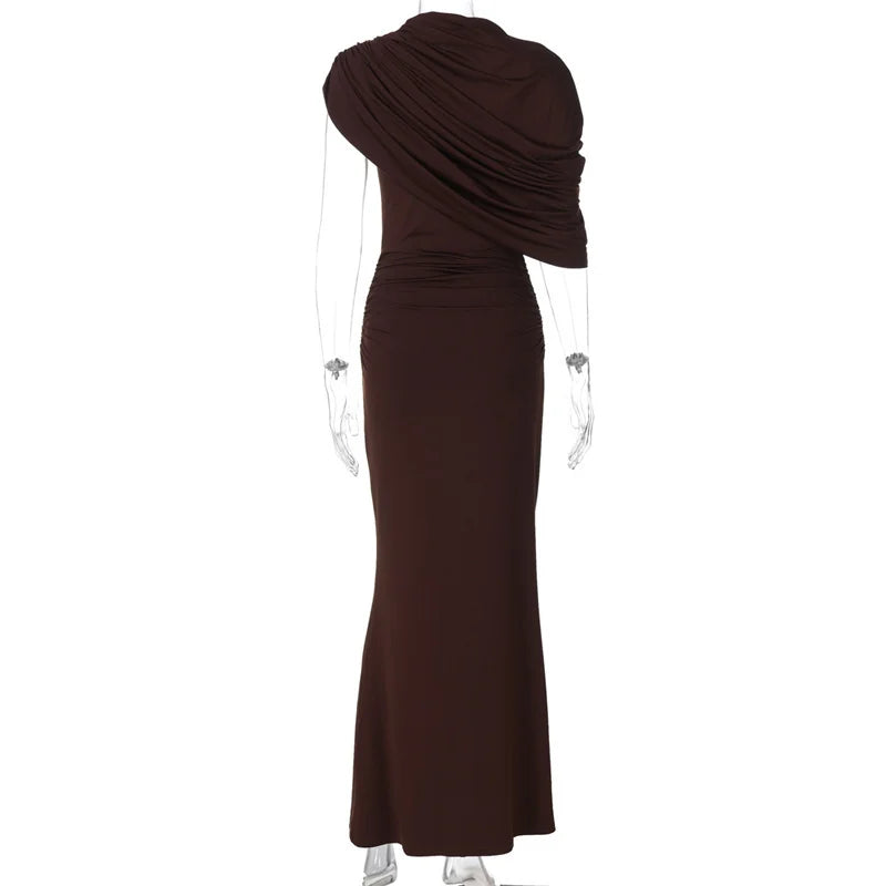 Mozision Irregular Ruched Sexy Maxi Dress For Women.