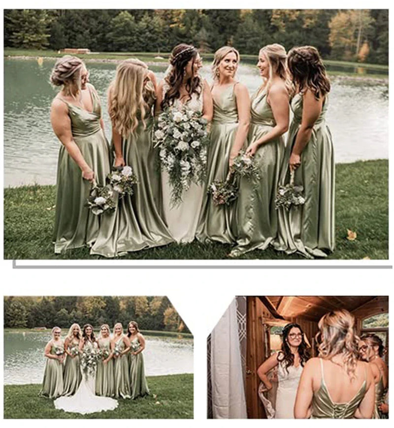 Women's A-Line Bridesmaid Dresses for Wedding Formal Satin.