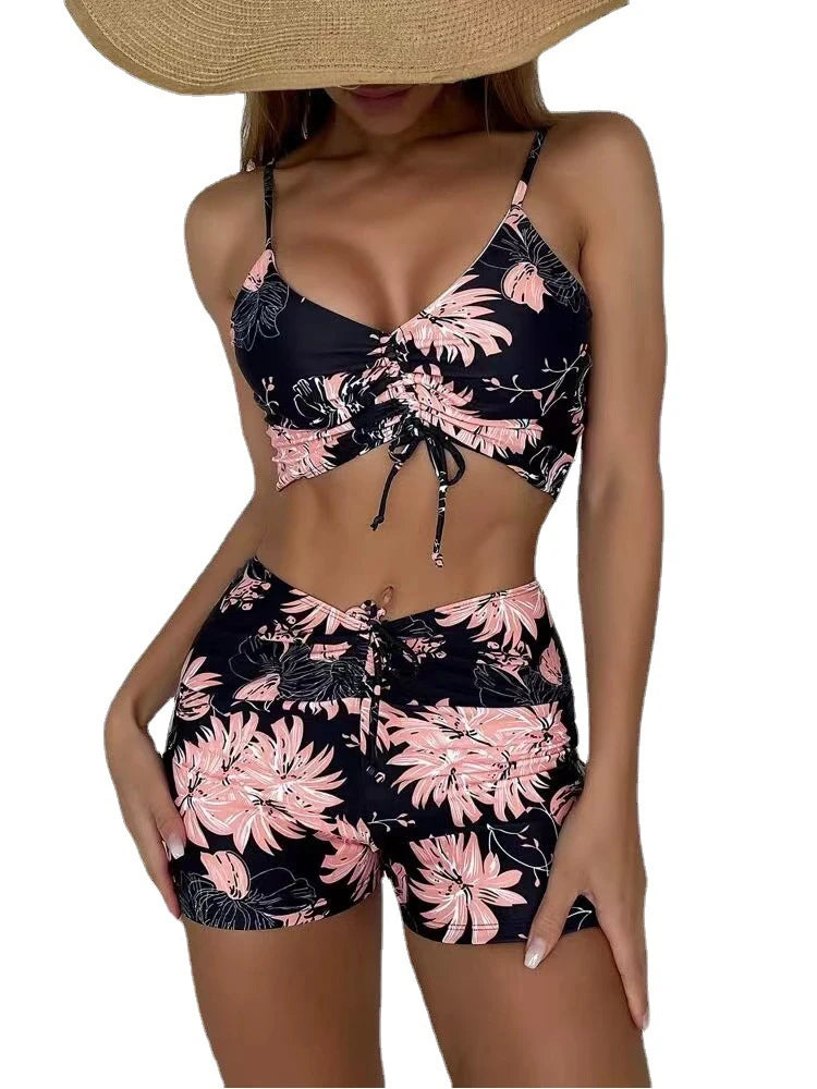 High Waist Bikini Swimsuit Women Push Up Bikini Floral Swimsuit.