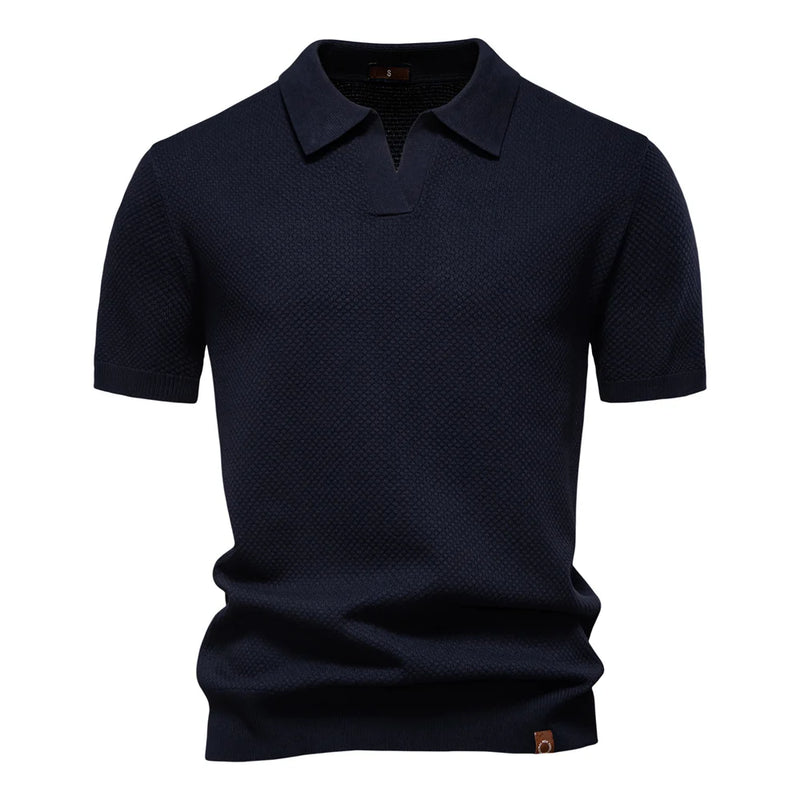 Men's Summer Breathable Polo Shirt Short Sleeve Solid Color Casual Polo.