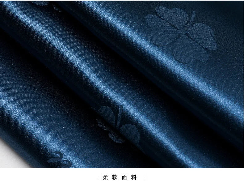 Men Ice Silk Pajamas Suit Summer Plus Size.