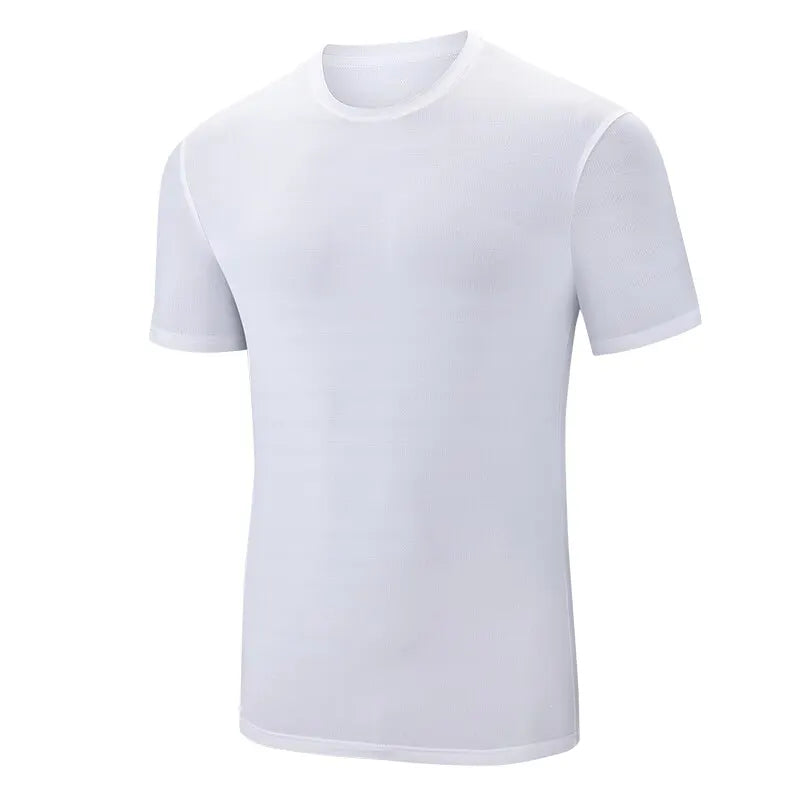 Summer Ice Silk Short Sleeve Mens T Shirt Breathable And Quick Drying.