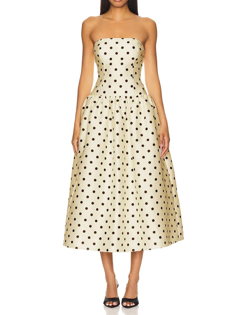 Solid Slimming Spliced Wave Point Elegant Dresses For Women.