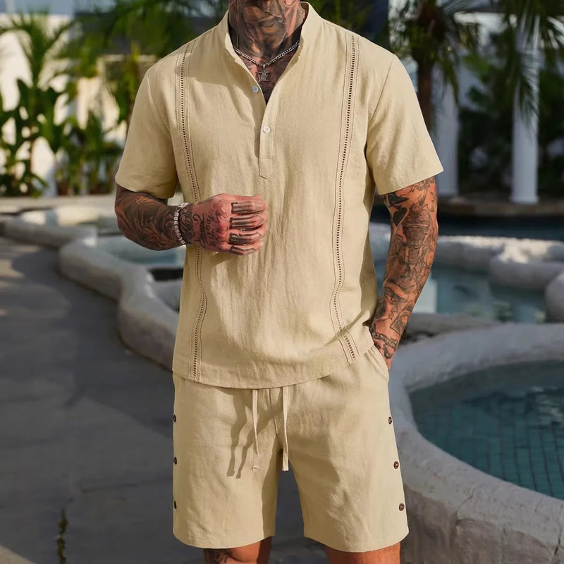Summer best-selling men's cotton and linen fashionable casual personalized.
