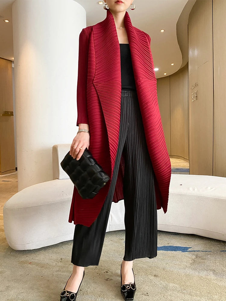 Miyake Pleated Women's Long Jacket.