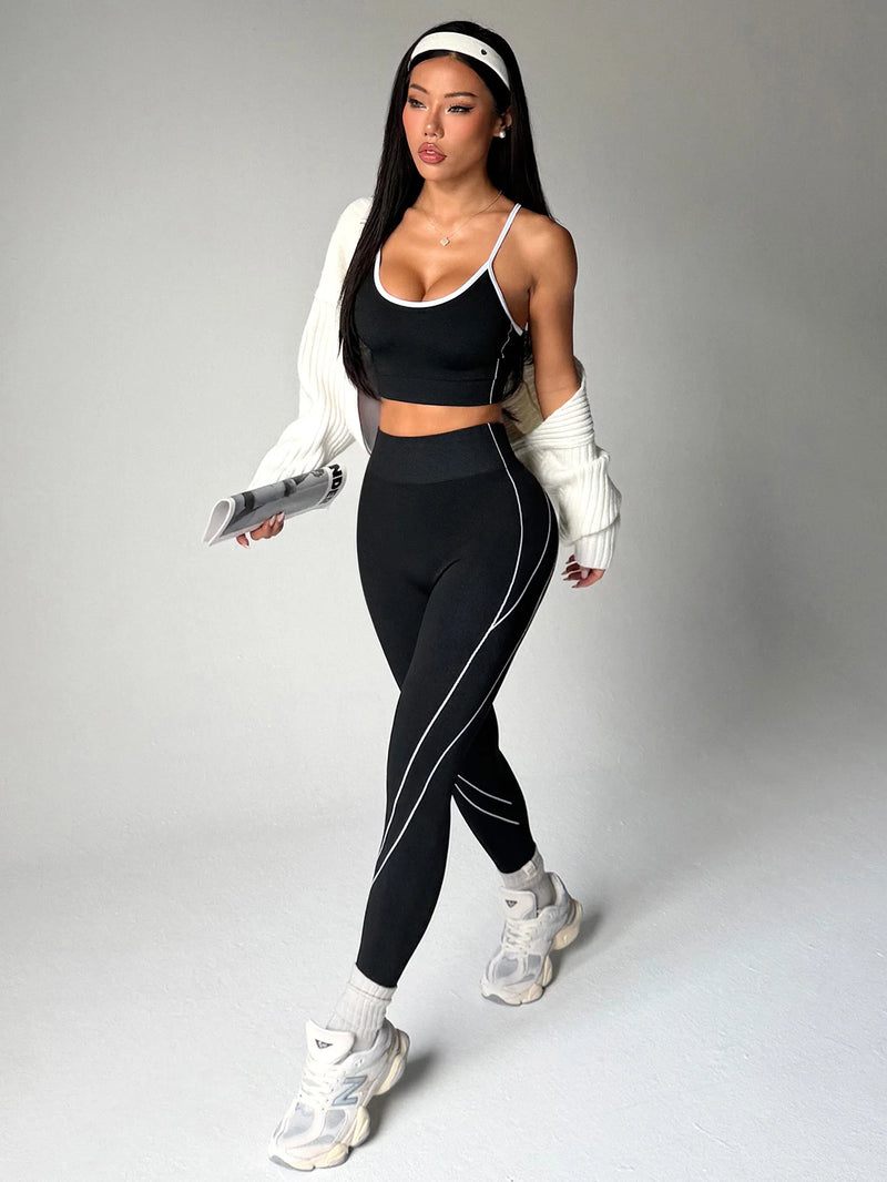 2Pcs Women's Yoga Fitness Set Seamless Breathable Activewear Sexy Sports.