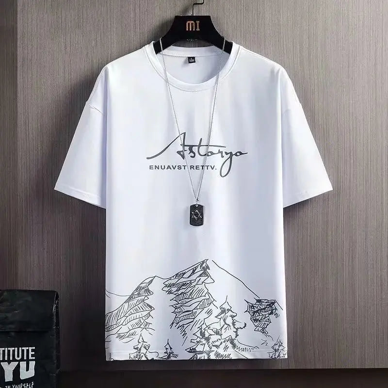 Printed Summer Trendy Short sleeved T-shirt Set Men's Summer.
