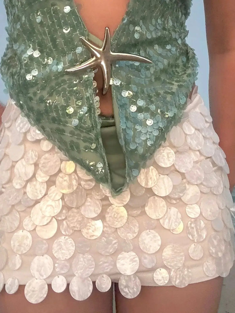 Sexy Swimsuit Shell Bikini with Skirt Swimwear Swimsuit Women.