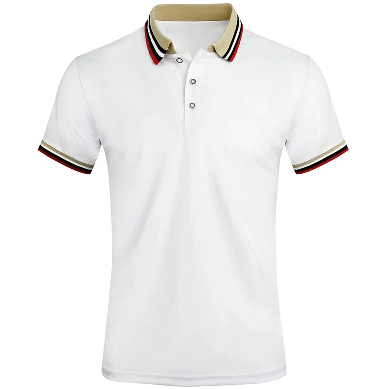 Men Summer Solid Casual Office Breathable Cotton Polo Shirt Fashion.