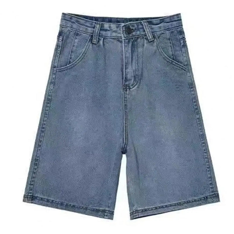 Retro Denim Shorts for Women Summer High Waist Five-point Pants.