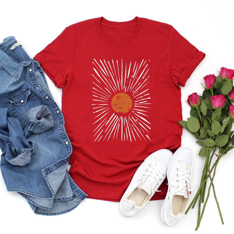 Sunburst Vintage T-Shirts Boho Shirt Sunshine Graphic Tee Women.