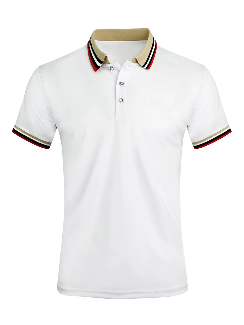 Men Summer Solid Casual Office Breathable Cotton Polo Shirt Fashion.