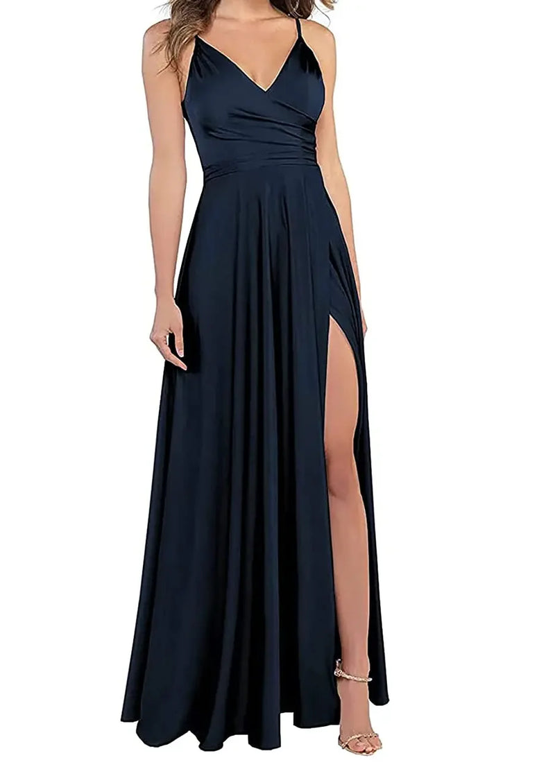 Women's A-Line Bridesmaid Dresses for Wedding Formal Satin.