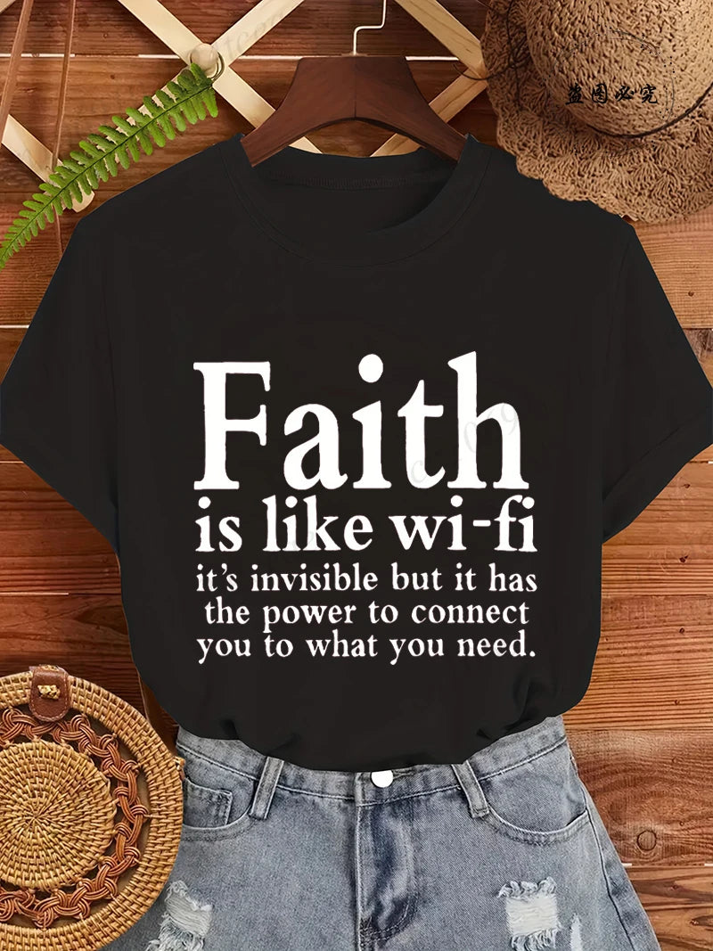 Summer Fashion Women's T-Shirts Faith Printed Women T-Shirts.