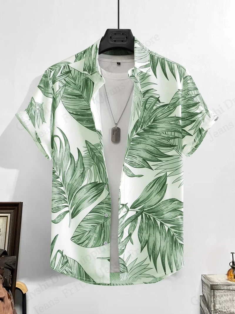 Summer Hawaiian Shirts Animal Palm Tree 3d Print Shirts Men.