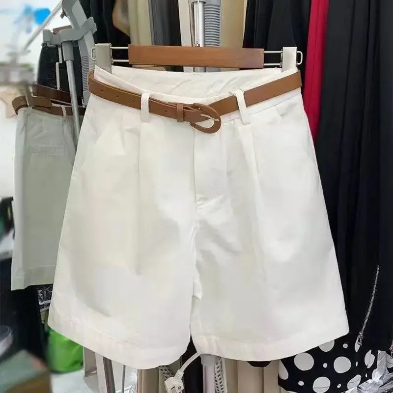 Korean Fashion Cotton Shorts Summer New Loose Casual High-waisted.