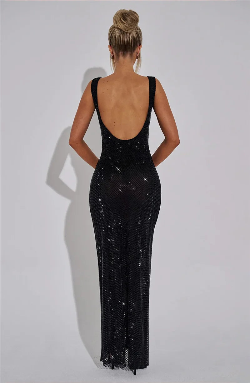 Mozision Sequins Backless Sexy Maxi Dress For Women.