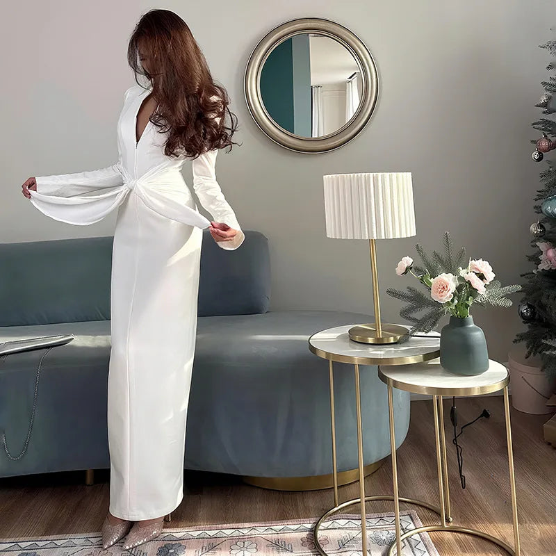 Women’s V Neck Long Sleeve Maxi Dresses Party Slim Commute Long Dress.