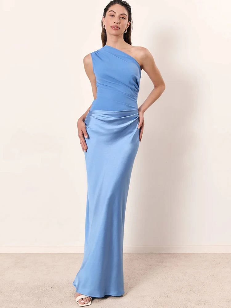 Women’s Maxi Dress Brown Sleeveless Evening Dress.