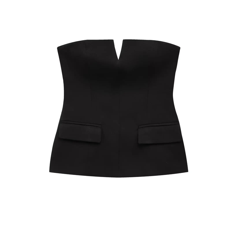 TFMLN Spring Summer Women Strapless Crop Tops Basic Sleeveless.