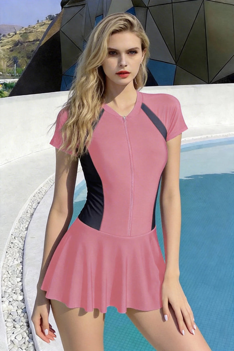 1pcs Women Swimsuit Girls Solid Slimming One-piece Dress Style.