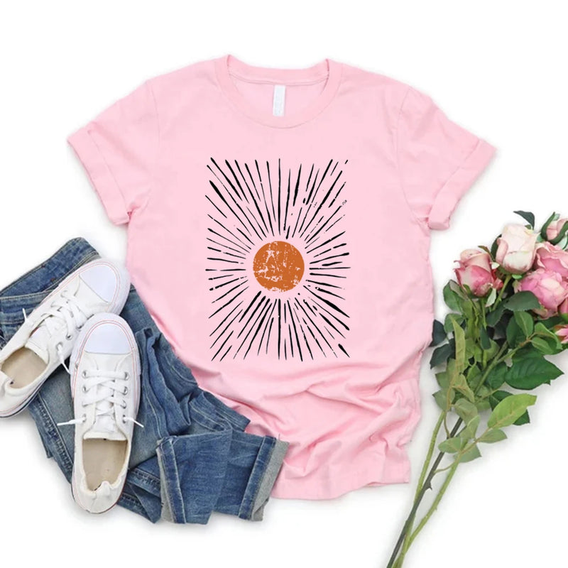 Sunburst Vintage T-Shirts Boho Shirt Sunshine Graphic Tee Women.