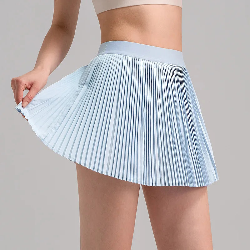 fashionable summer sports shorts women's pleated skirt anti glare short skirt.