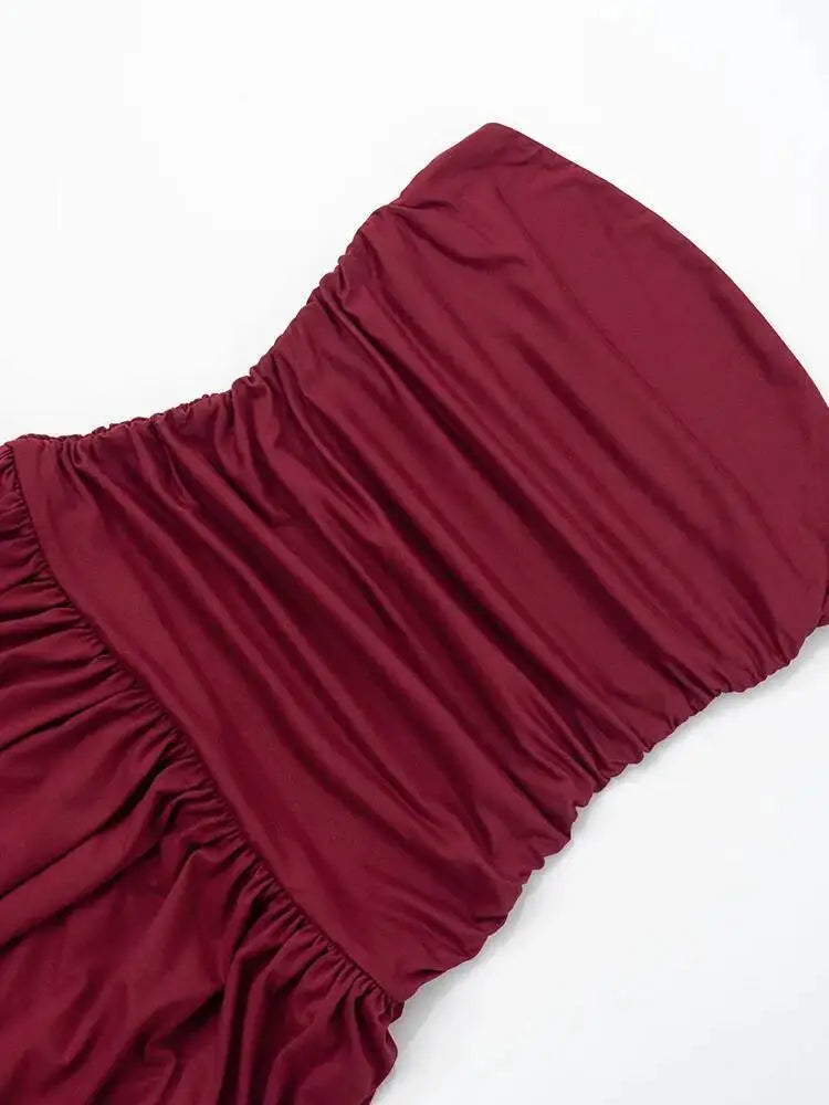 Mozision Off-shoulder Strapless Pleated Sexy Maxi Dress Women.