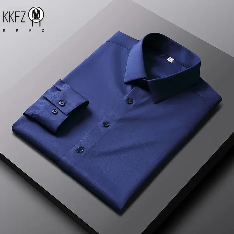 Men's Casual and Fashionable Long Sleeved Solid Color Shirt.