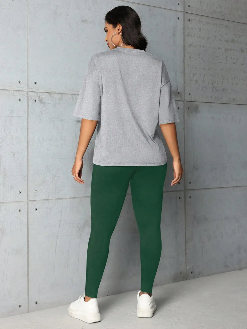 Crown Letter Print Pants Set Y2K Summer Round Neck Graphic Short Sleeve.