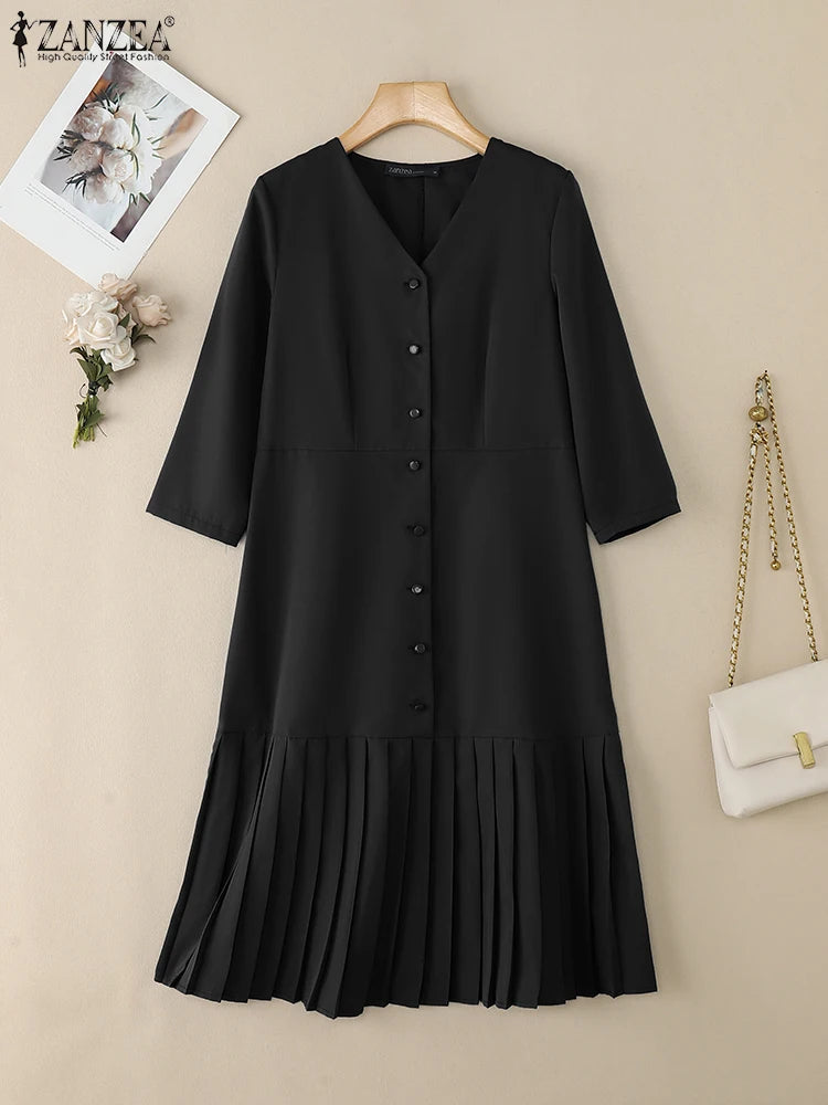Women's Pleated Midi Dress.