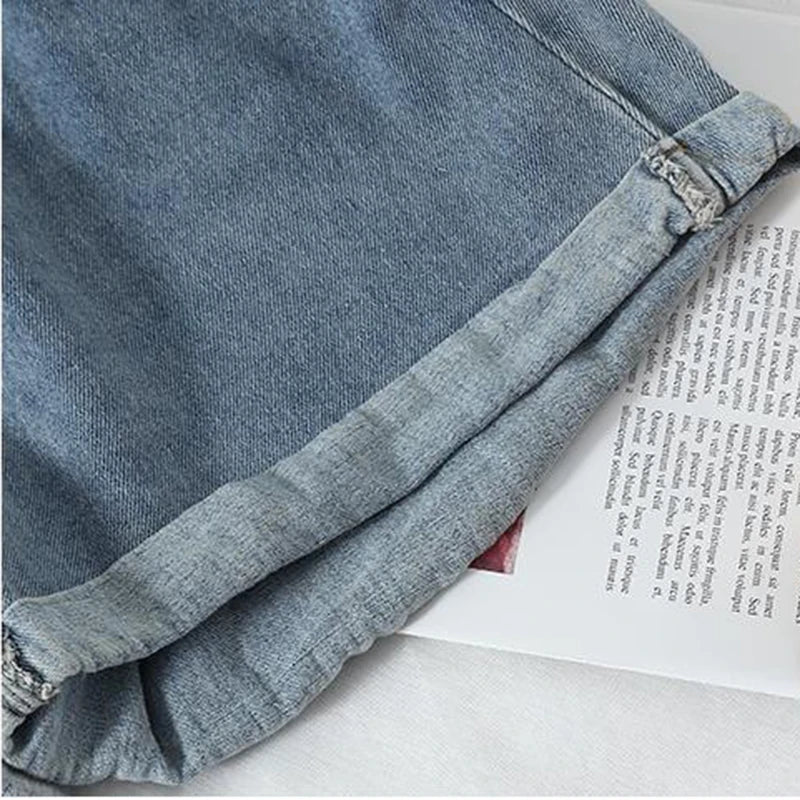Summer High Waist Denim Shorts Women.