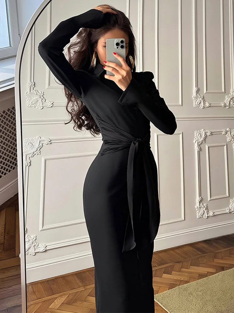 Women’s V Neck Long Sleeve Maxi Dresses Party Slim Commute Long Dress.