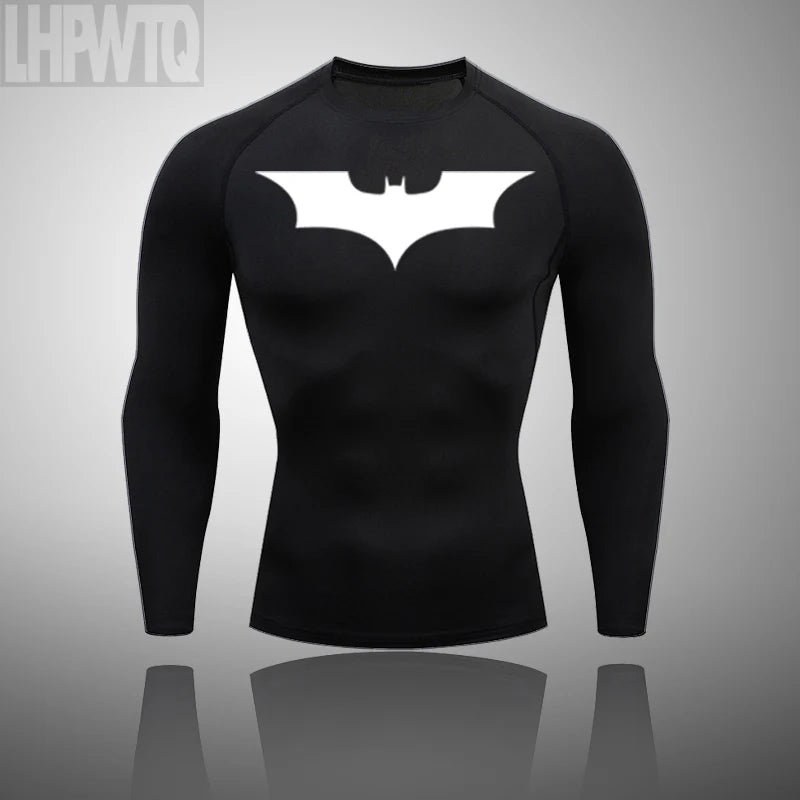 Superhero Men Running Sports Tshirt +Pants Tights Set Men's Fitness.