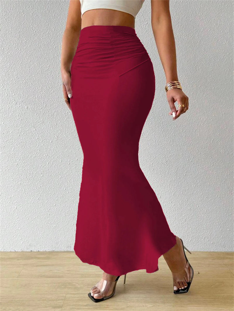 Women Solid Slim Fishtail Skirt Spring Summer Elegant Fashion High Waist.