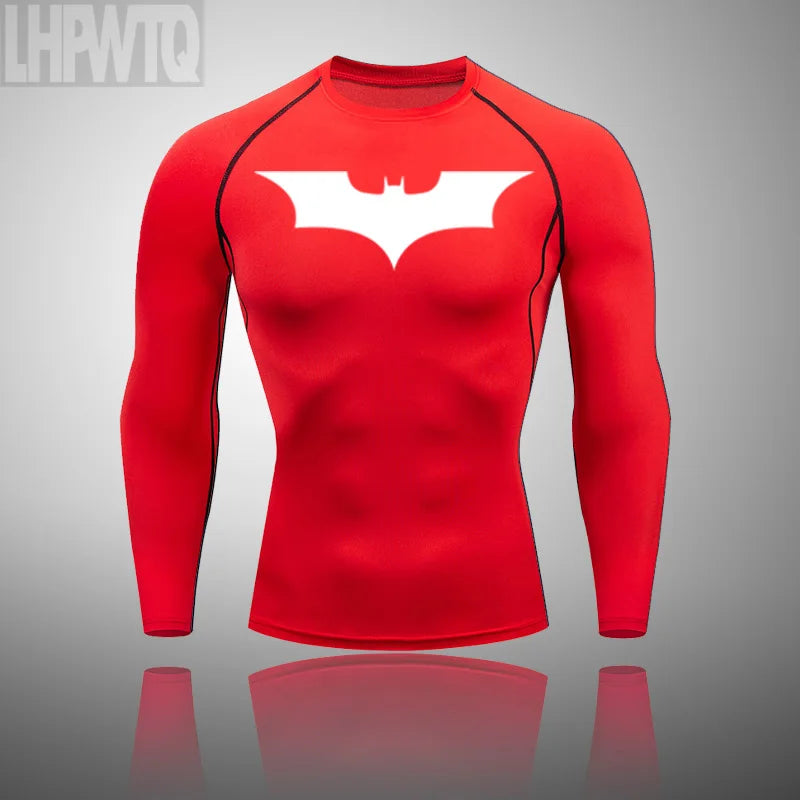 Superhero Men Running Sports Tshirt +Pants Tights Set Men's Fitness.