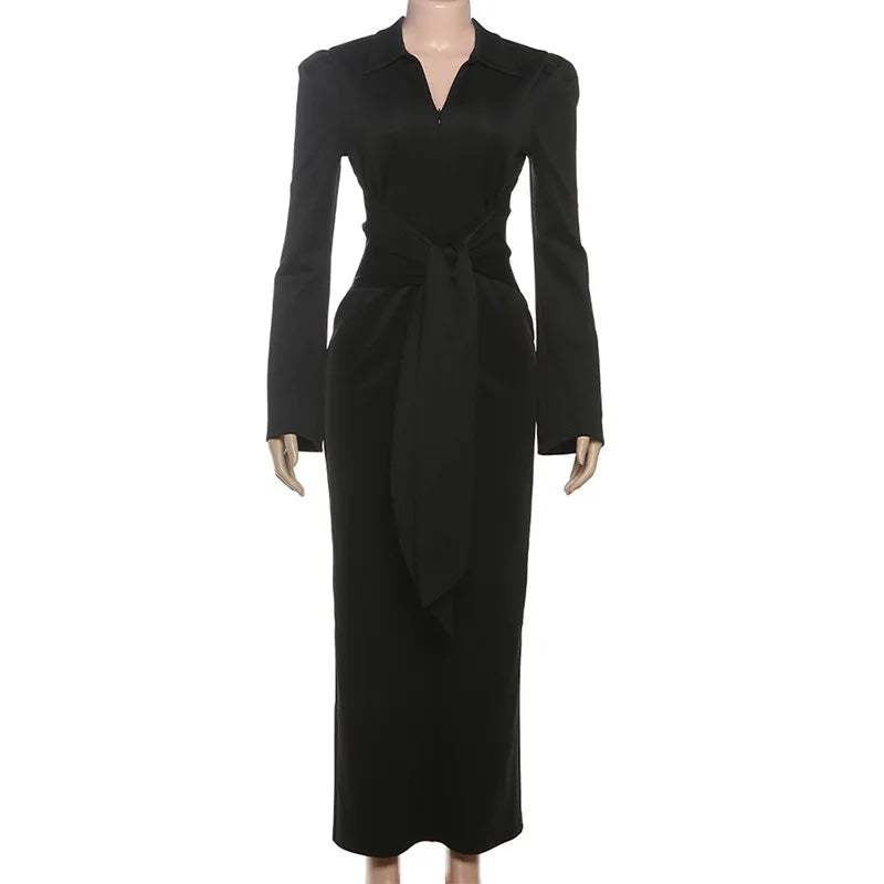 Women’s V Neck Long Sleeve Maxi Dresses Party Slim Commute Long Dress.