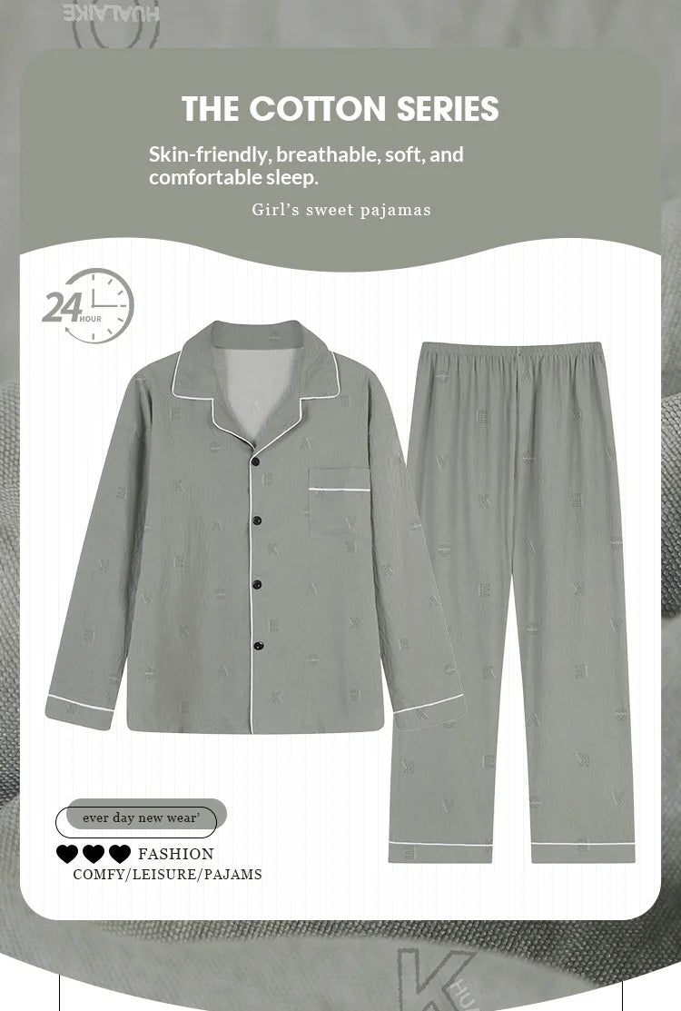 New Spring and Autumn Cloud Cotton Men's Pajamas.