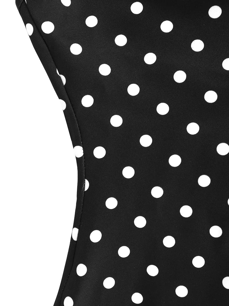 Tornova Polka Dot Halter Sleeveless Dress For Women.