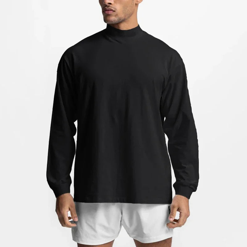 Plain Oversized Loose Long Sleeve Shirts Mens Fitness.