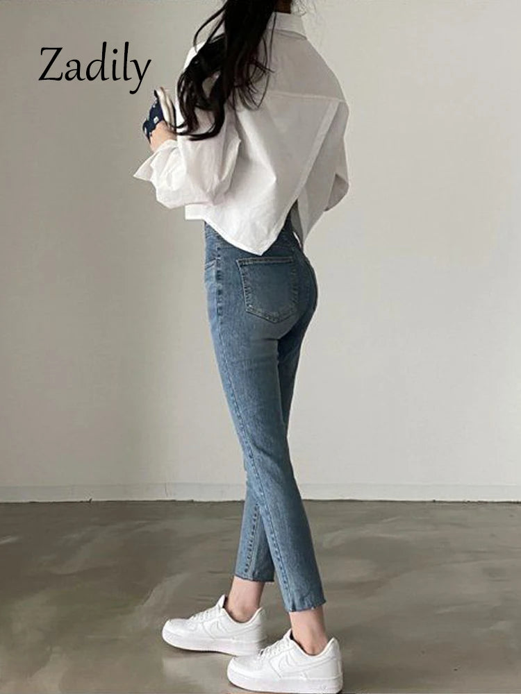 Casual Long Sleeve Women White Shirt Korea Style Solid Button Split.