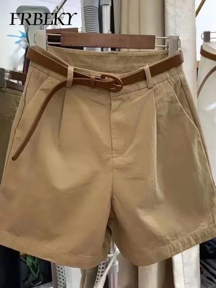 Korean Fashion Cotton Shorts Summer New Loose Casual High-waisted.