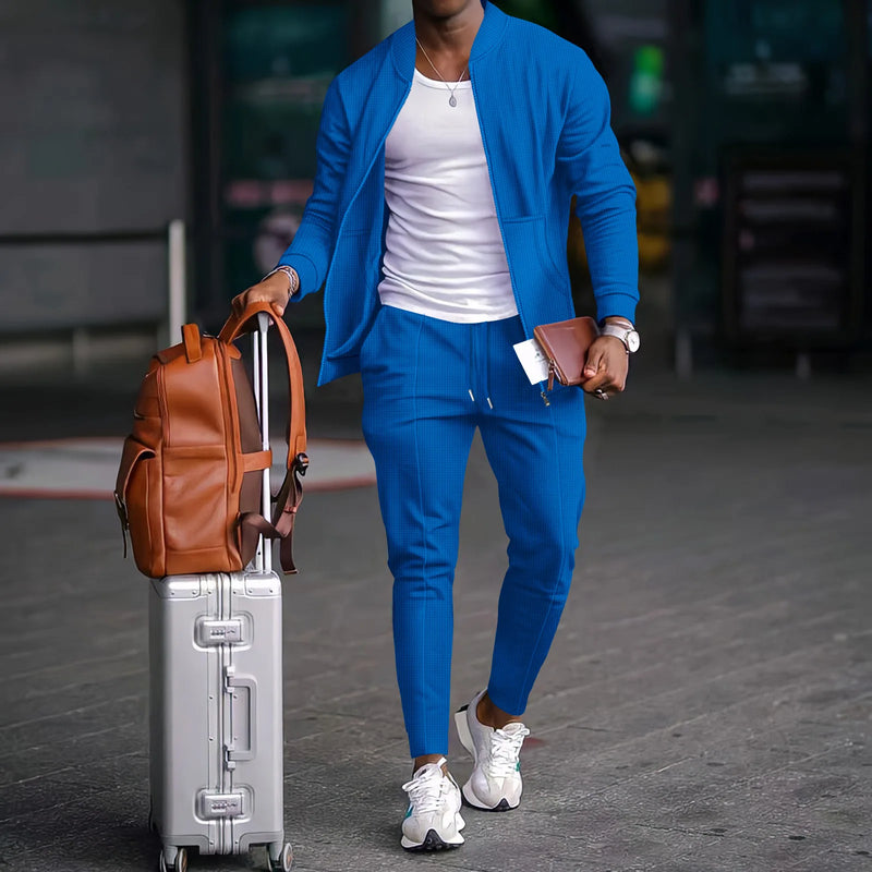 Autumnwinter men's casual blazer set new fashion Waffle baseball.