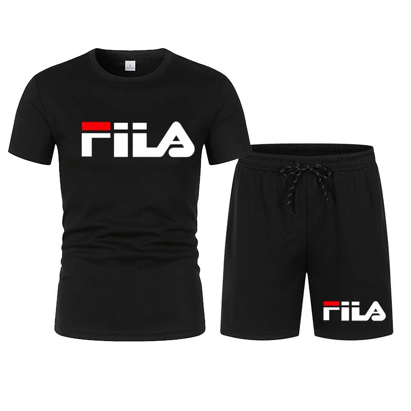 Men's two-piece sportswear breathable quick drying short sleeved.