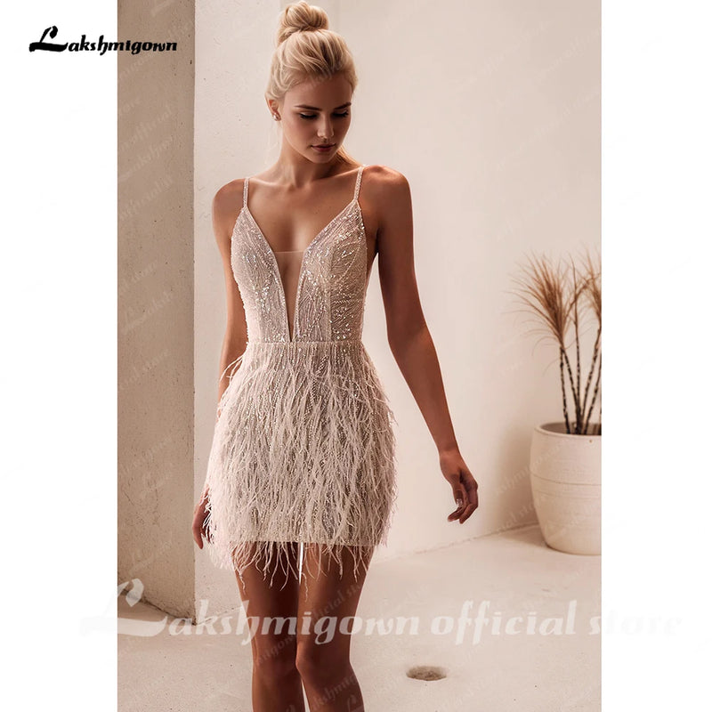 Lakshmigown Sexy Deep V-neck Wedding Dress For Women.