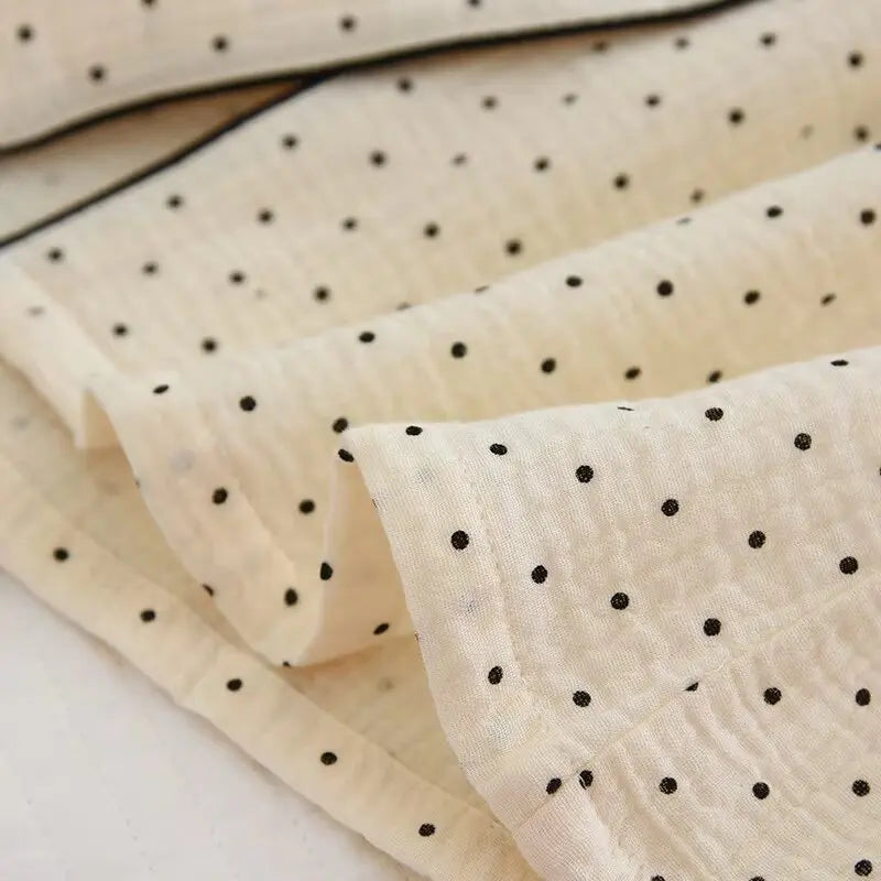 Spring and Autumn Women's Pajama Set cotton crepe long-sleeved trousers.