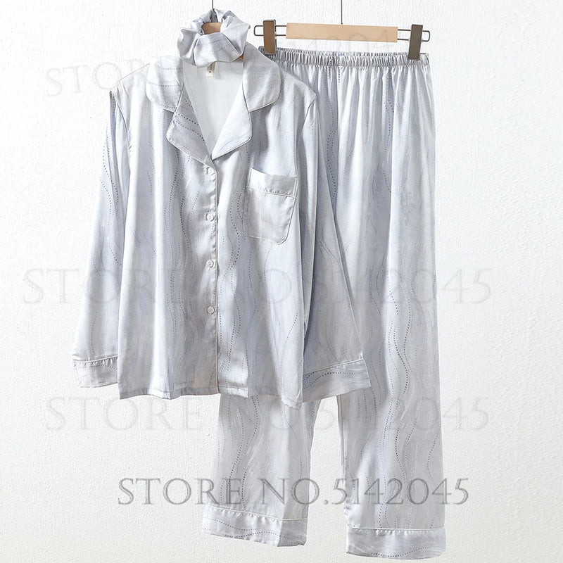 Pink Print Women 2PCS Pajams Set Spring Summer Sleepwear Loungewear.