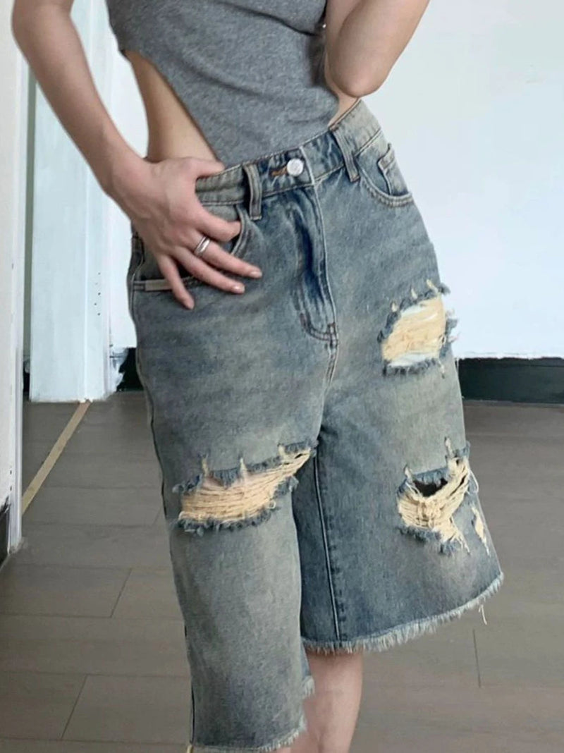 Y2K American Retro High Street Hip Hop Loose Straight Cut Shorts Women's.
